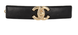 Chanel CC Turn Lock Hair Clip, Leather/Brass, Black, DB, 2*